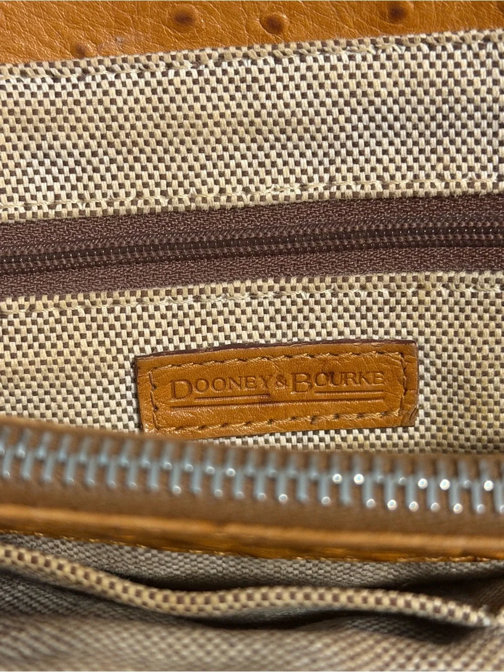 Dooney & Bourke Ostrich Embossed Leather Satchel Crossbody EUC